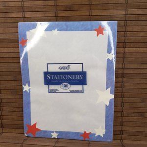Gartner Studios 100 Count Stationary Stars Blue Border Patriotic Printer Paper